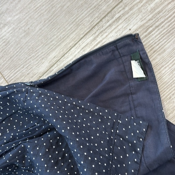 J. Crew Navy Blue Midi Skirt with White Polka Dots & Pink Trim size 4 - Picture 5 of 8